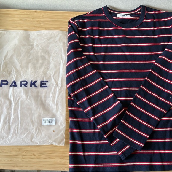 Parke Tops - Parke Navy and Red Striped Long Sleeve Top